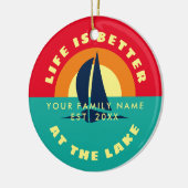 夏の湖のクリスマスツリーでの生活の方が良い セラミックオーナメント (左)