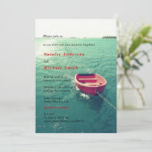 夏の湖畔での目的地ウェディングカスタム招待状 招待状 (スタンド正面)