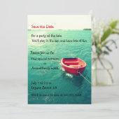 夏の湖畔のパーティーまたはお祝いのカスタムの招待 セーブザデート (スタンド正面)