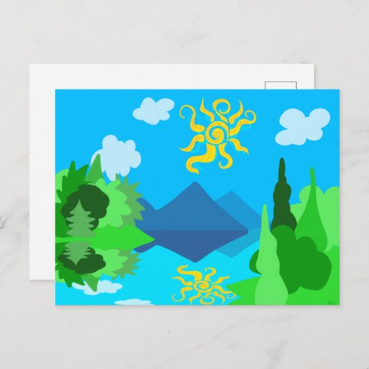 夏の湖 ポストカード (正面/裏面)