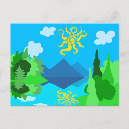 夏の湖 ポストカード (正面)