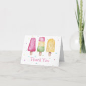 夏の準備ができてポップ・アートのいる女の子 サンキューカード (正面)