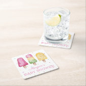 夏の準備ができてポップ・アートのいる女の子 スクエアペーパーコースター (インサイチュ)