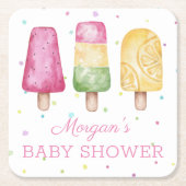 夏の準備ができてポップ・アートのいる女の子 スクエアペーパーコースター (正面)