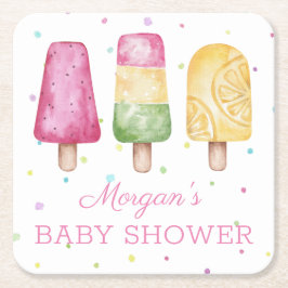 夏の準備ができてポップ・アートのいる女の子 スクエアペーパーコースター