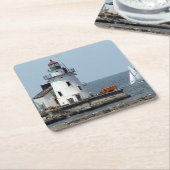 夏の灯台紙のコースター スクエアペーパーコースター (アングル)