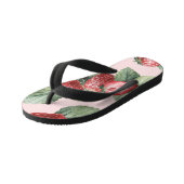 夏の熟したイチゴ：水色ピンク キッズビーチサンダル (アングル)