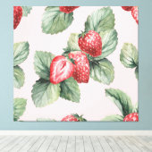 夏の熟したイチゴ：水色ピンク キャンバスプリント (インサイチュ (ウッドフロア))