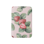 夏の熟したイチゴ：水色ピンク バスマット (正面縦)