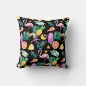 夏の熱帯おもしろい模様(黒) クッション (正面)