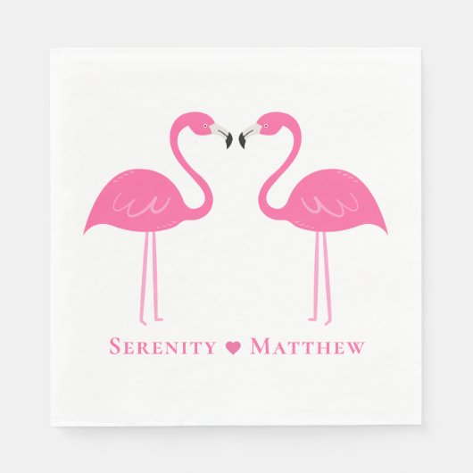 夏の熱帯かわいいピンクのフラミンゴ結婚のナプキン スタンダードランチョンナプキン (正面)
