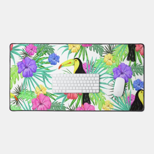 夏の熱帯の明るいトゥーカンのシーン デスクマット (キーボード&マウス)