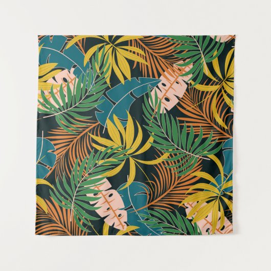 夏の熱帯の明るい植物のパターン タペストリー (正面)