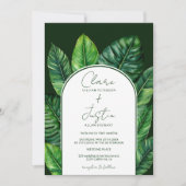 夏の熱帯の暗い緑結婚の写真 招待状 (正面)