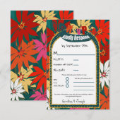 夏の熱帯の花とアーチRSVP 出欠カード (正面/裏面)