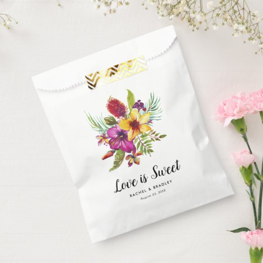 夏の熱帯の花結婚のキャンディ フェイバーバッグ (封をした状態)
