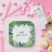 夏の熱帯ジャングル葉カスタム文字 ペーパープレート (パーティー)