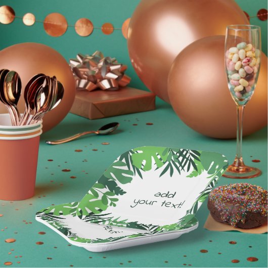 夏の熱帯ジャングル葉カスタム文字 ペーパープレート (複数)