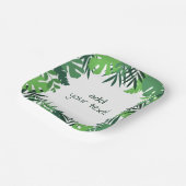 夏の熱帯ジャングル葉カスタム文字 ペーパープレート (傾斜あり)