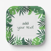 夏の熱帯ジャングル葉カスタム文字 ペーパープレート (正面)