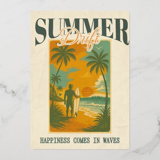 夏の熱帯ドリフト 箔招待状 (正面)