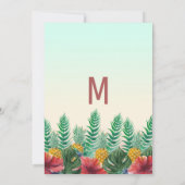 夏の熱帯パイナップルは花の結婚式を去ります 招待状 (裏面)