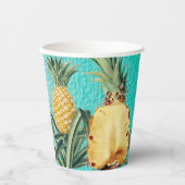 夏の熱帯パイナップルフルーツ誕生日パーティー 紙コップ (正面)
