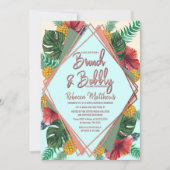 夏の熱帯パイナップルフローラブランチとバブリー 招待状 (正面)