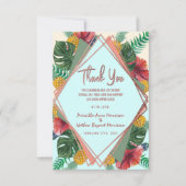 夏の熱帯パイナップル葉の花柄は感謝していしています サンキューカード (正面)