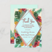 夏の熱帯パイナップル葉の花柄は感謝していしています サンキューカード (正面/裏面)