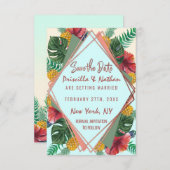 夏の熱帯パイナップル葉フローラ救日付 セーブザデート (正面/裏面)