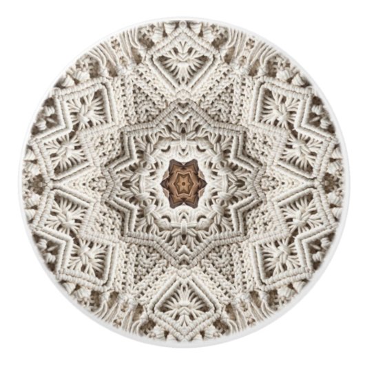 夏の熱帯ビーチボホシックなトライバルマクラメ セラミックノブ (正面)