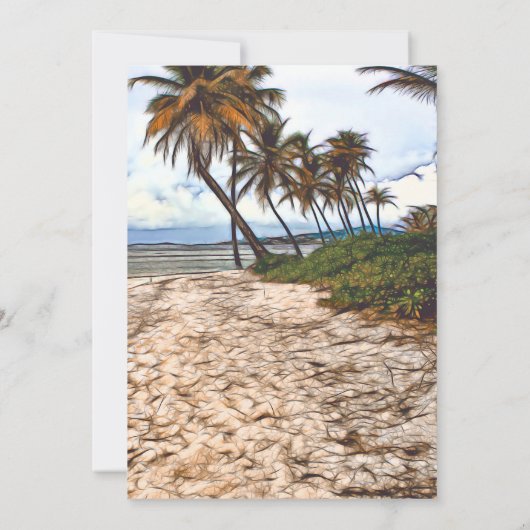 夏の熱帯ビーチ結婚式水の色カスタム サンキューカード (裏面)