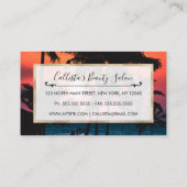 夏の熱帯ピンクのオレンジパームツリーズサンセット ロイヤリティカード (裏面)