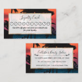 夏の熱帯ピンクのオレンジパームツリーズサンセット ロイヤリティカード (正面/裏面)