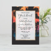 夏の熱帯ピンクのオレンジパームツリーズサンセット 招待状 (スタンド正面)