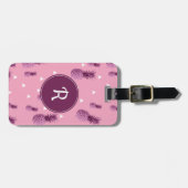 夏の熱帯ピンクのパイナップル三角形パターン ラゲッジタグ (正面横)