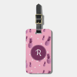 夏の熱帯ピンクのパイナップル三角形パターン ラゲッジタグ