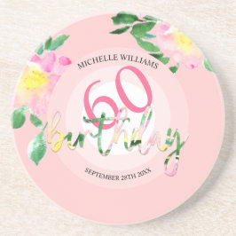 夏の熱帯ピンクのフローラ水色 コースター