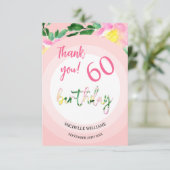 夏の熱帯ピンクのフローラ水色 サンキューカード (スタンド正面)