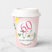 夏の熱帯ピンクのフローラ水色 紙コップ (裏面)