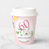 夏の熱帯ピンクのフローラ水色 紙コップ (正面)
