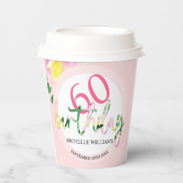 夏の熱帯ピンクのフローラ水色 紙コップ