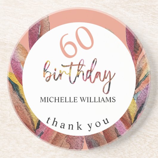 夏の熱帯ピンクのフローラ羽水色 コースター (正面)