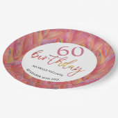 夏の熱帯ピンクのフローラ羽水色 ペーパープレート (アングル)