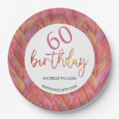 夏の熱帯ピンクのフローラ羽水色 ペーパープレート (正面)