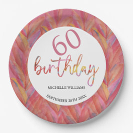 夏の熱帯ピンクのフローラ羽水色 ペーパープレート