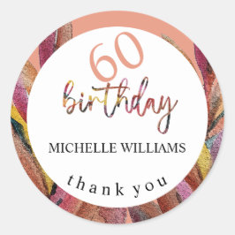 夏の熱帯ピンクのフローラ羽水色 ラウンドシール