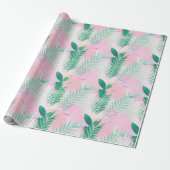 夏の熱帯ピンクのミントパーム葉緑 ラッピングペーパー (アンロールド)