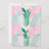 夏の熱帯ピンクのミントパーム葉緑 招待状 (裏面)